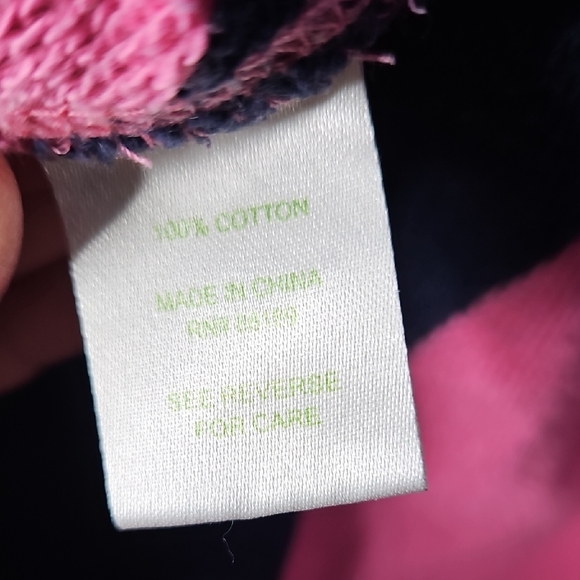 Lilly Pulitzer Women's Pink and Navy Terry Cloth Open Front Drape Cardigan Med - Picture 6 of 11